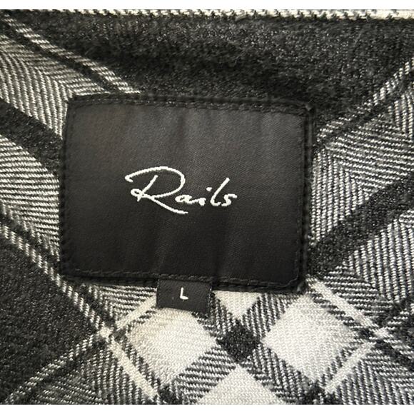 RAILS REVOLVE Hunter Long Sleeve Button Front Top Shirt Blouse Midnight Snow L - Picture 4 of 7